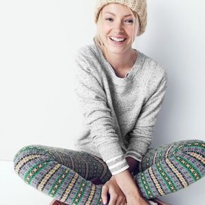 J CREW Grey Pewter Fair Isle Holiday Knit Sweater Leggings Lounge Pants Jogger